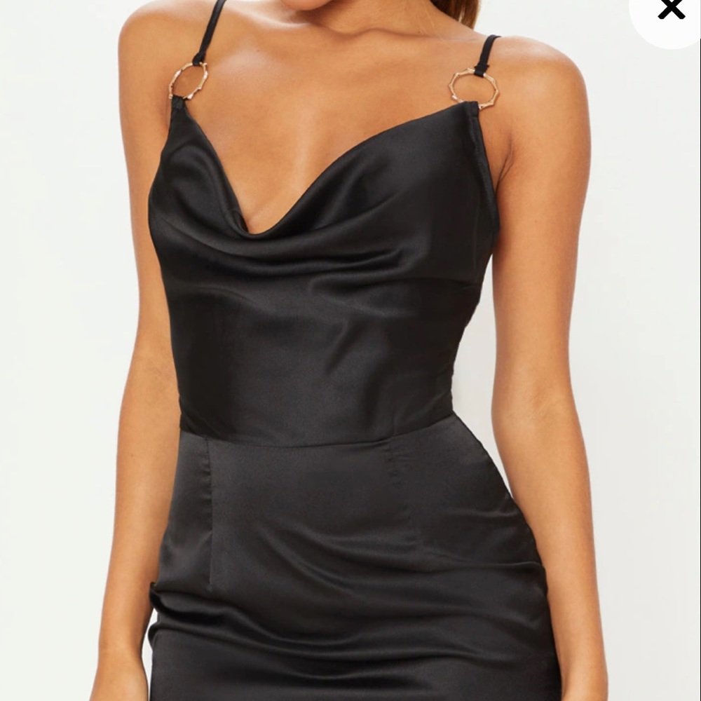 Black Satin Mini Dress - Picture 1 of 6